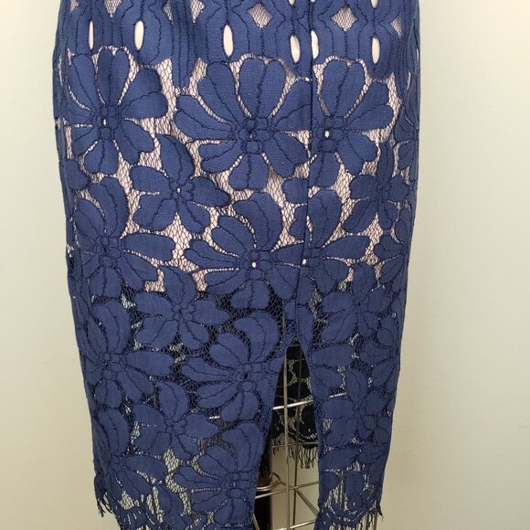 Stylestalker Navy Blue & Blush Pink Strapless Lace Cocktail Dress * Size Small - Picture 5 of 7